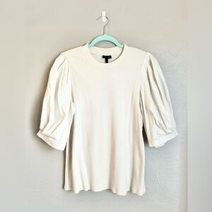Who What Wear Women’s Ribbed Puff Sleeve Mixed Media Top